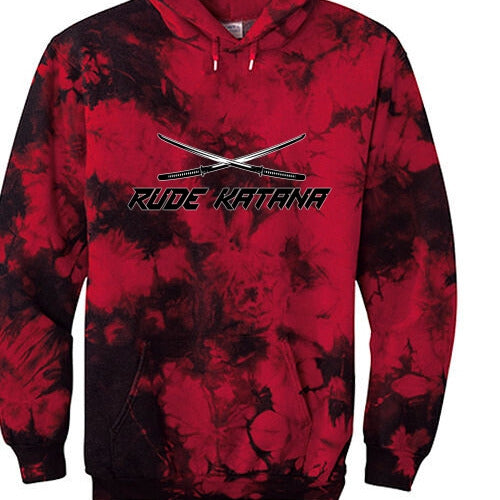‘Pentagrams in the Night Sky” Red Tie-Dye Hoodie