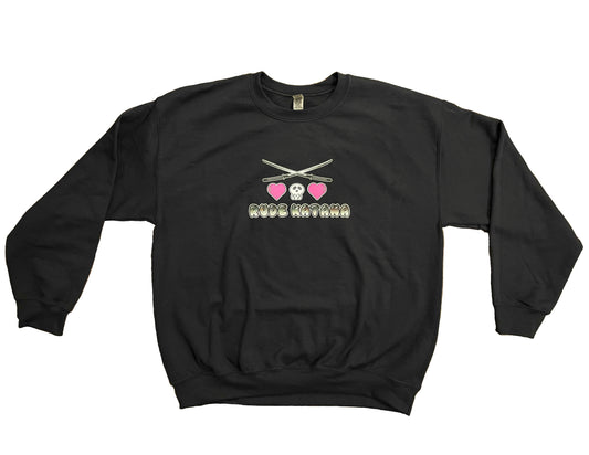 Rude Katana Tatted Bikini Black Crewneck Sweatshirt