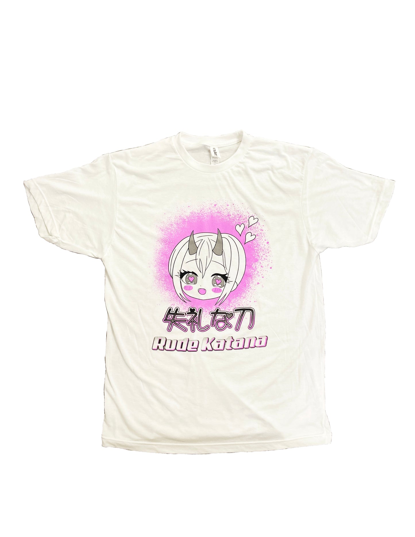 Rude Katana Little Demon Short Sleeve White T-Shirt