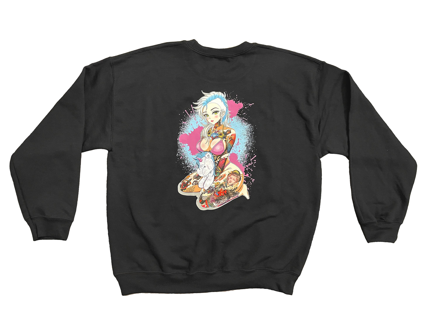 Rude Katana Tatted Bikini Black Crewneck Sweatshirt